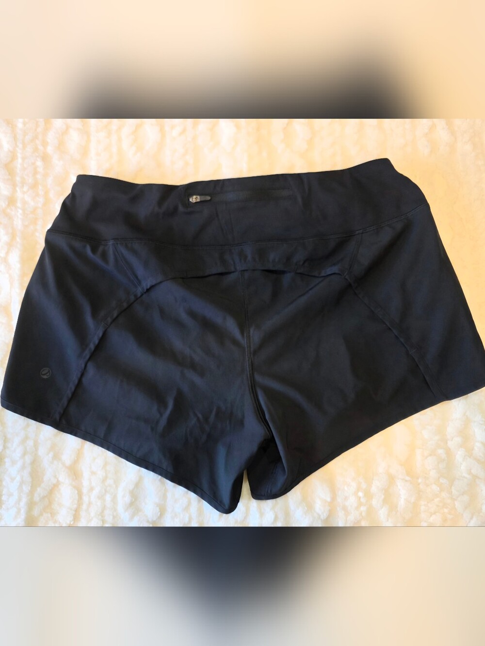 CRZ Yoga Black Athletic Running Shorts Back Zip Pocket Size Est M L